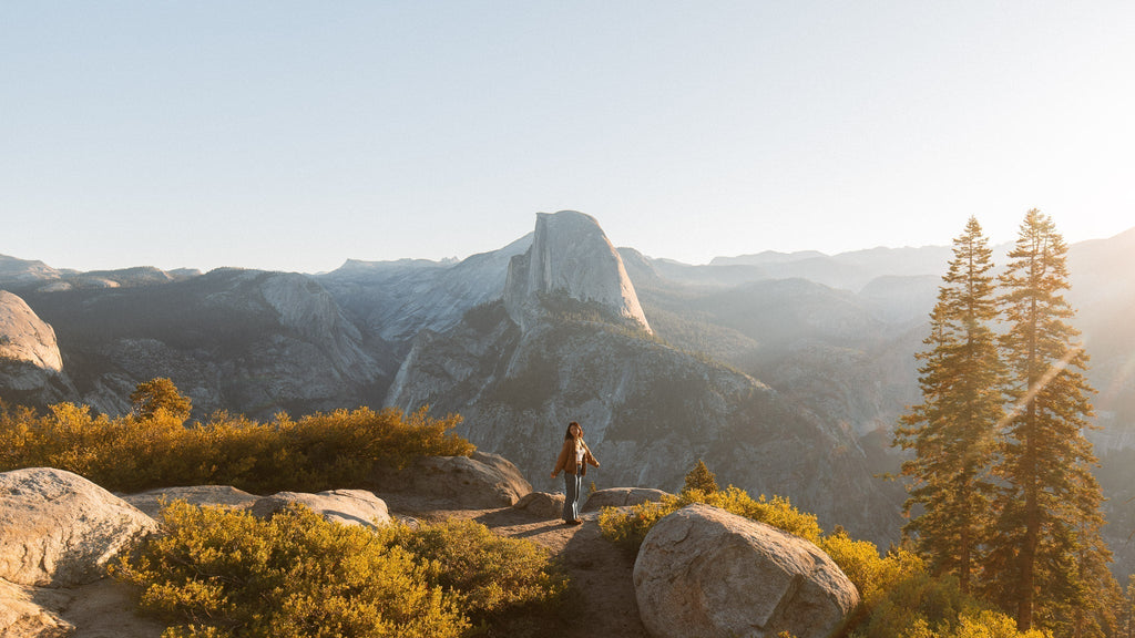 sunrise view over Glacier Point, Yosemite National Park, on our California road trip itinerary